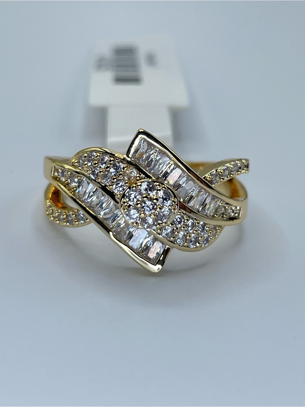 Swarovski Crystal Elements White Swarovski Elements Art Deco Cluster Ring Sz 7